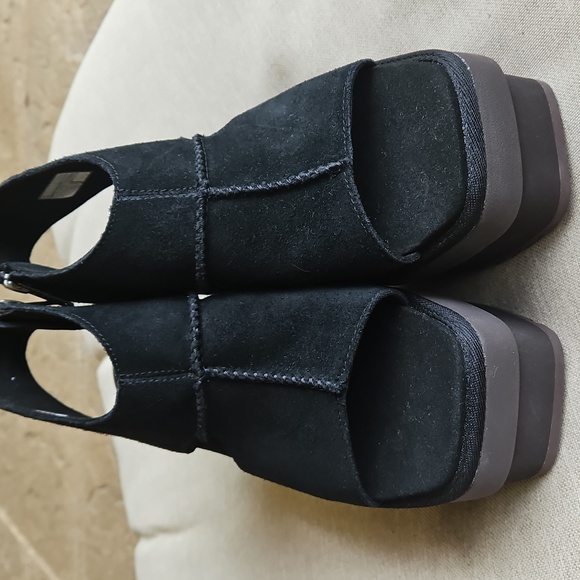Ugg New Heights Platform Sandals Black Suede Zip Side, Sz: 8 NWT - Picture 7 of 9